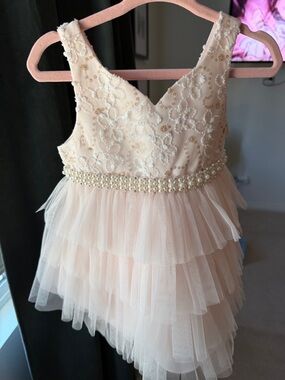 American Princess Blush Pink Layered Tulle Party Dress for Girls
